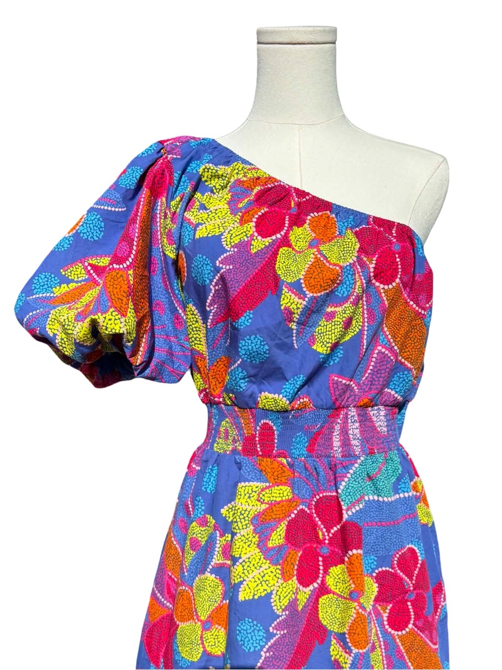 Sugarlips Amazonia Blue Bridgette One Shoulder Midi Dress - Picture 4 of 13